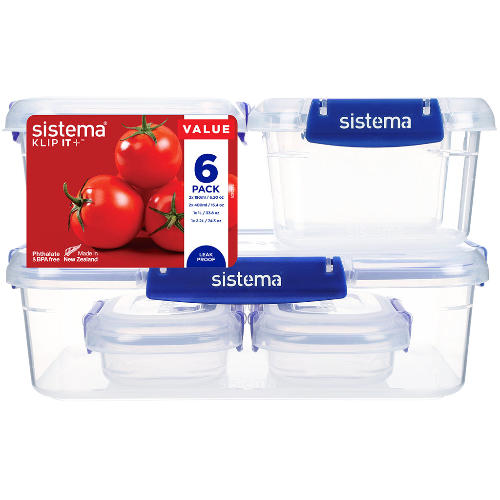 Sistema Klip It Plus Lunch Box Set, Pack of 6