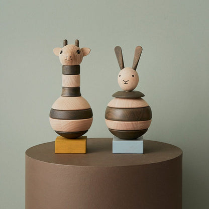 OYOY Baby Toy, Wooden Stacking Tower - Nature/Dark