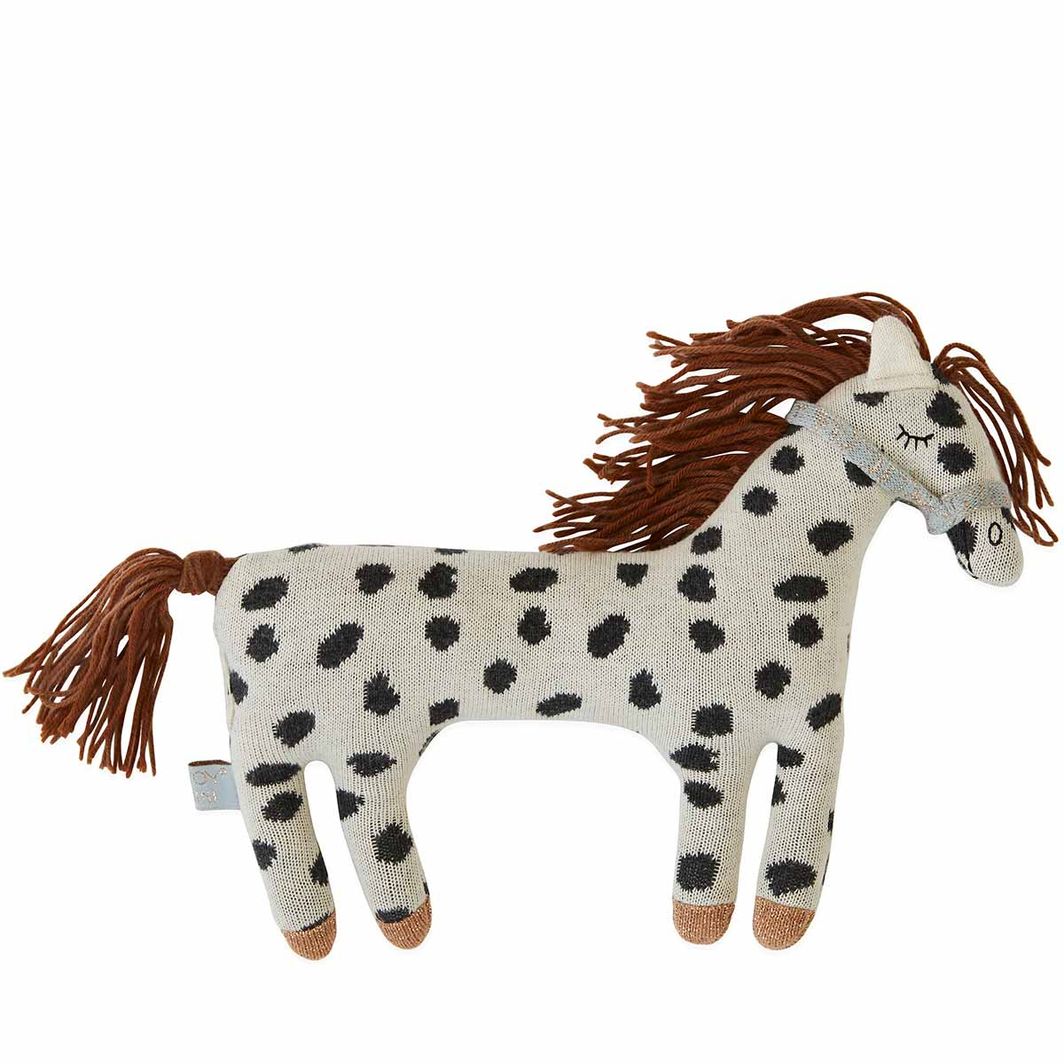 OYOY Stuffed Animal, Little Pelle Pony - Off-White / Black