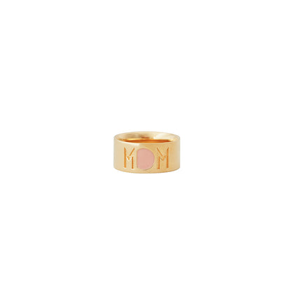 Design Letters Mom Ring, Gold - Nude - Size 50-56