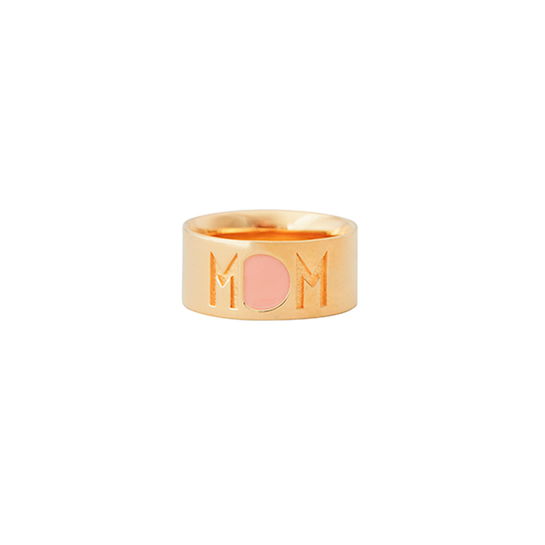 Design Letters Mom Ring, Gold - Nude - Size 50-56