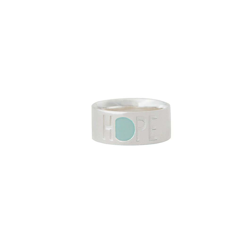 Design Letters Hope Ring, Silver - Soft Green - Size 50-56