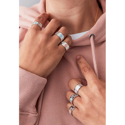 Design Letters Mom Ring, Silver - Nude - Size 50-56