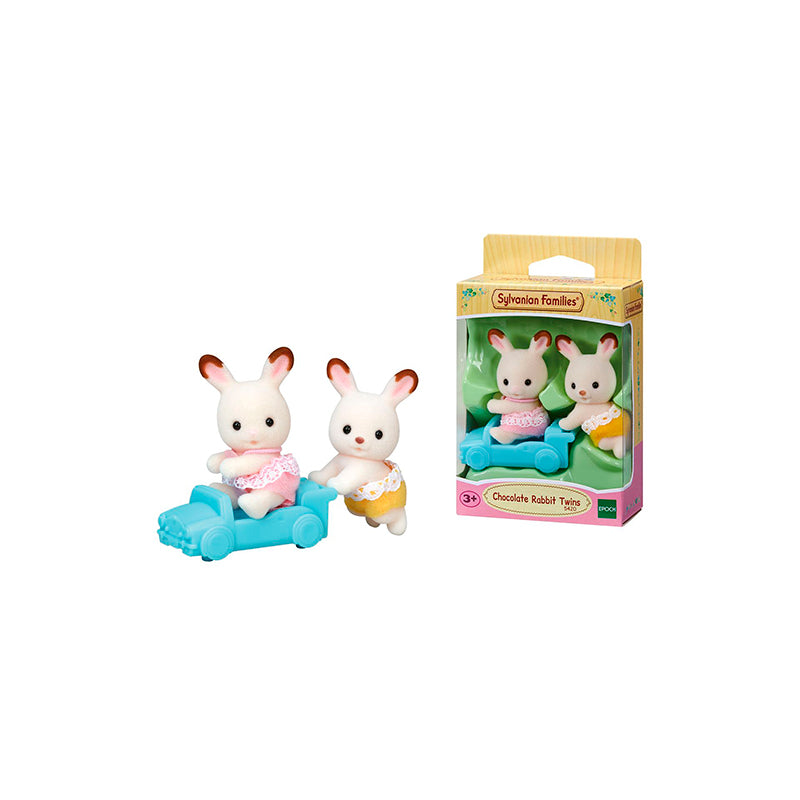 Sylvanian Families, Chocolate Rabbit Family Twins - Light Blue Go-kart