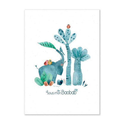 Moulin Roty Poster, Elephant 50x70 cm - Sous mon Baobab