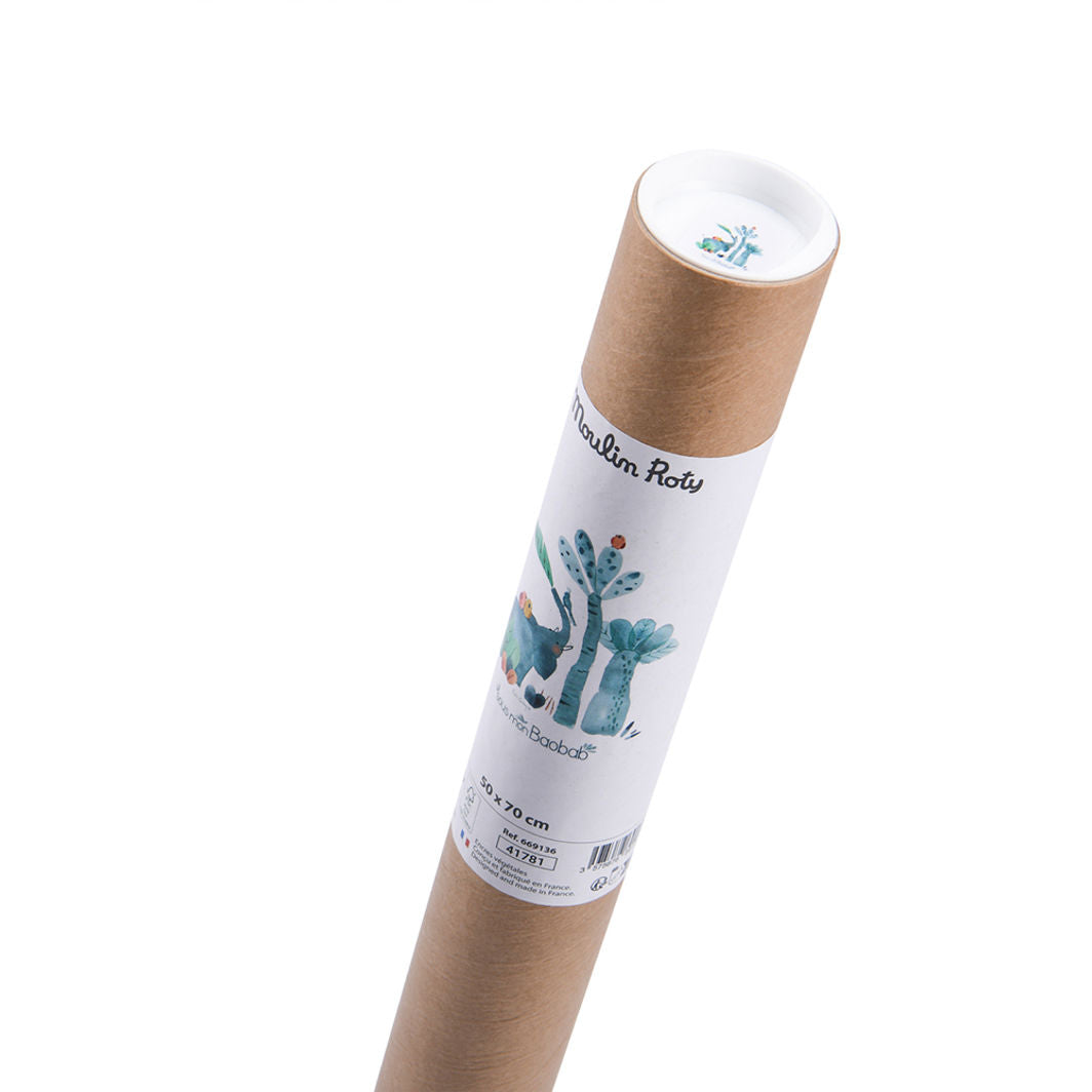 Moulin Roty Poster, Elephant 50x70 cm - Sous mon Baobab