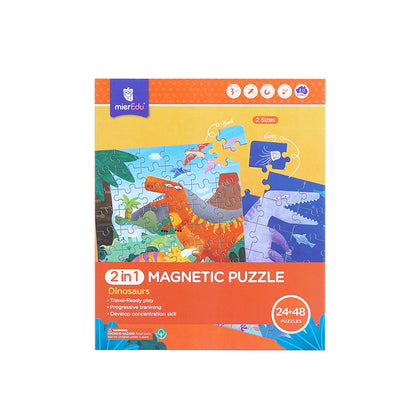 mierEdu, Magnetic Puzzle 24+48 pcs - Dinosaurs