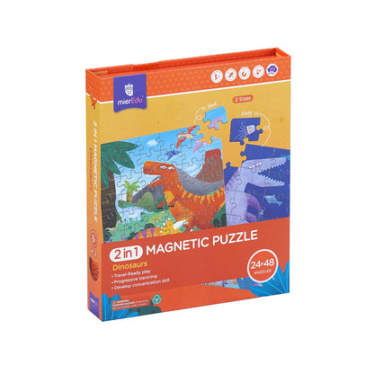 mierEdu, Magnetic Puzzle 24+48 pcs - Dinosaurs