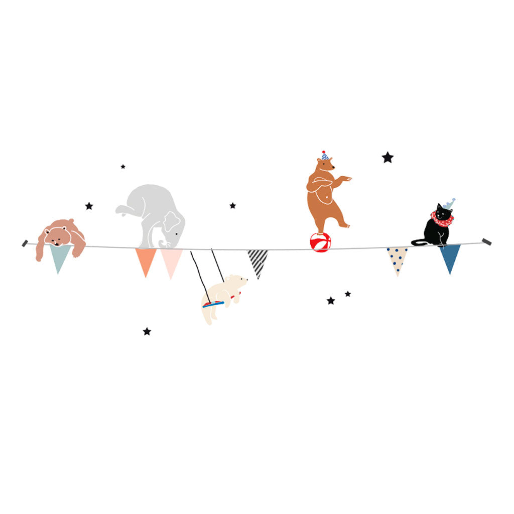 Mimi Lou wallsticker, Guirlande Cirque - vist på hvid væg