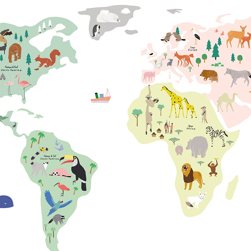 Mimi Lou Wall Sticker, Giant World Map