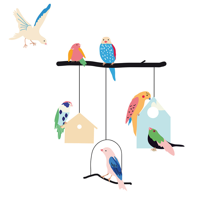 Mimi lou Wall Sticker, Birds and Houses