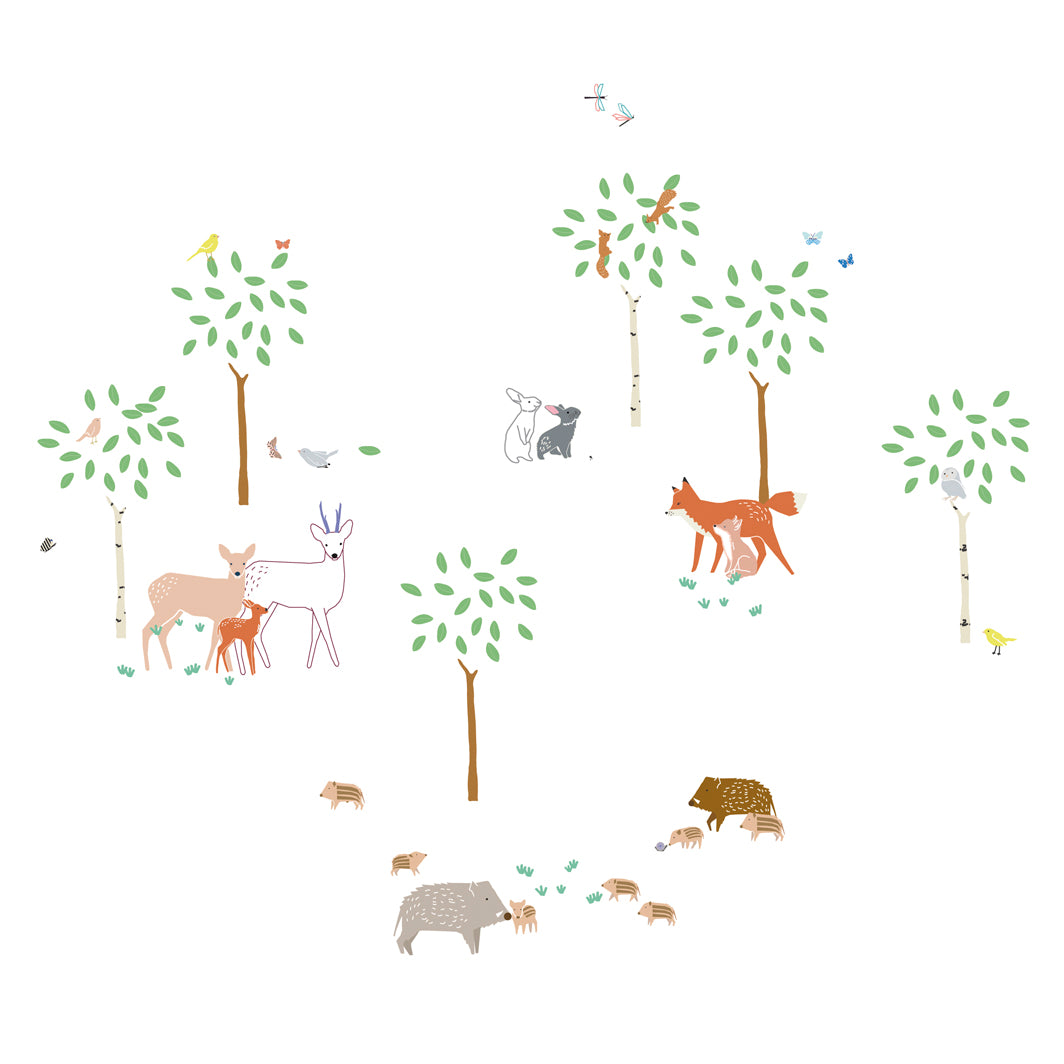 Mimi Lou Wall Sticker, Forest Animals