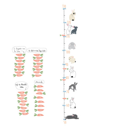 Mimi Lou Wall Sticker, Growth Chart - Bunnies