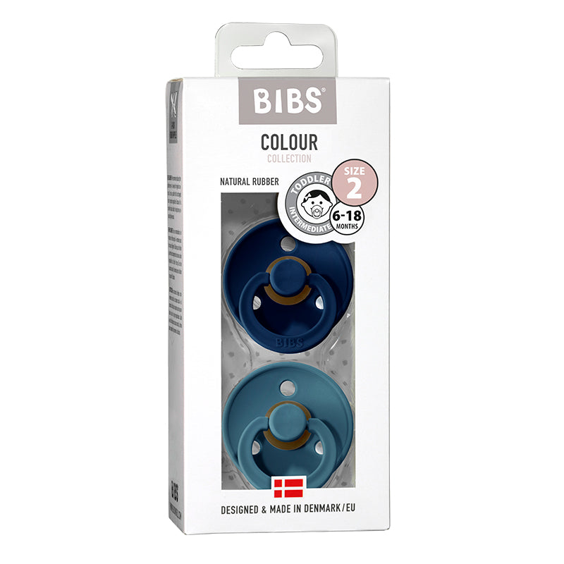 Bibs 2-pak, sutter i naturgummi, str. 2 - Deep space/Petrol