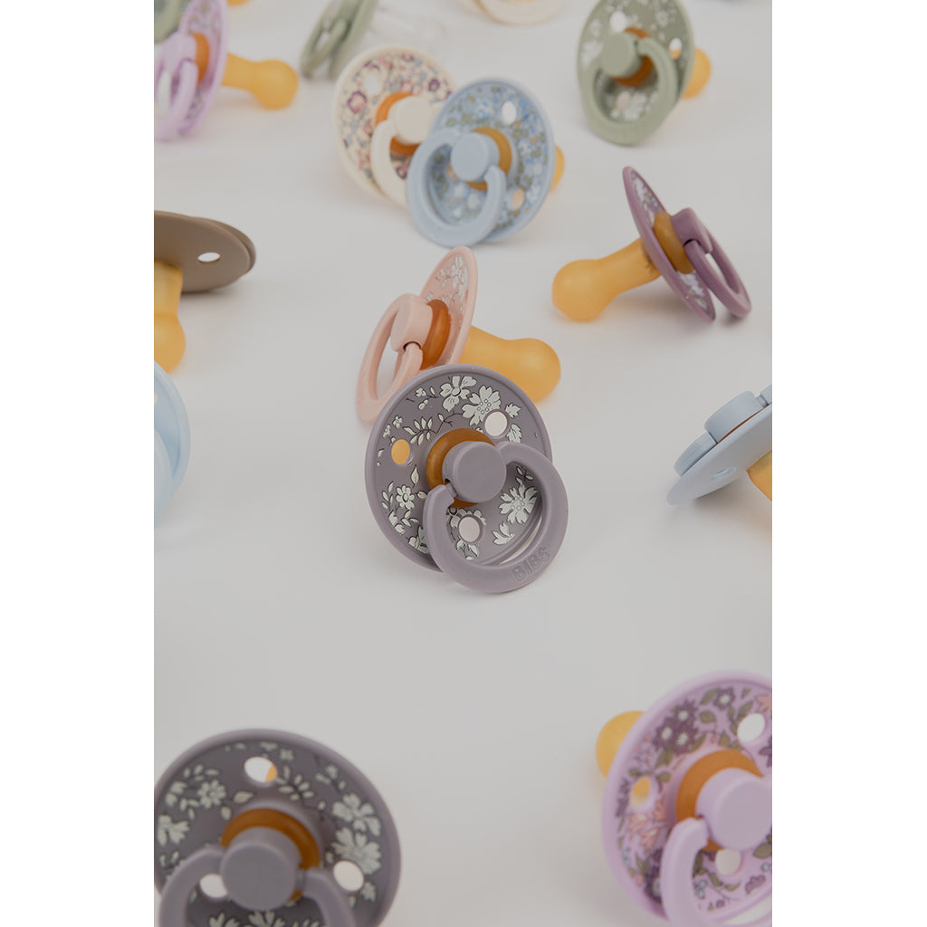 Bibs Liberty, 2-Pack Color, Natural Rubber Pacifiers, Size 2 - Eloise - Dusty Blue Mix