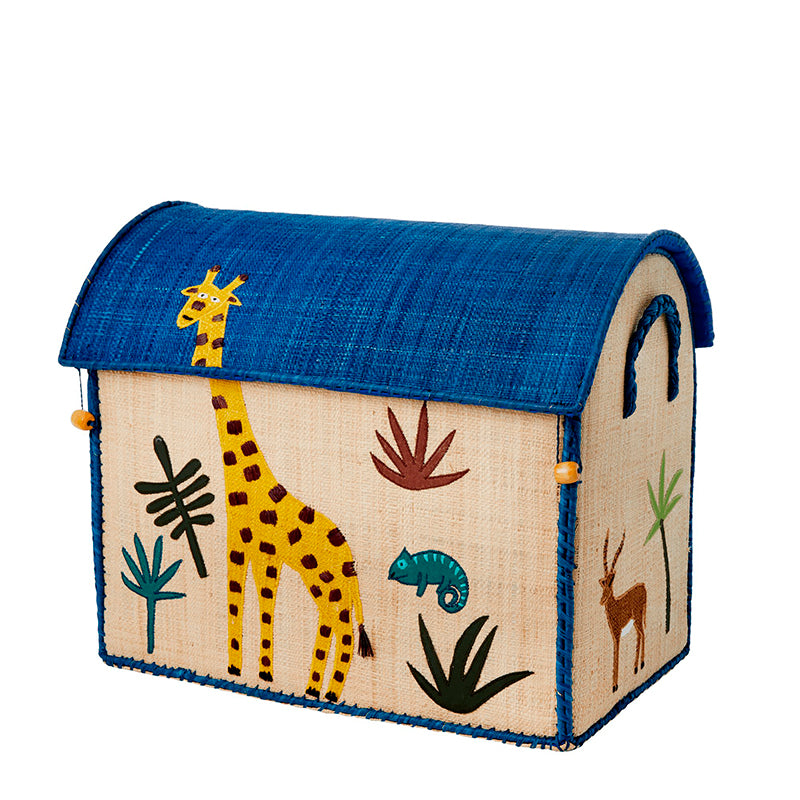 RICE Basket House for Storage, Jungle Theme – Blue