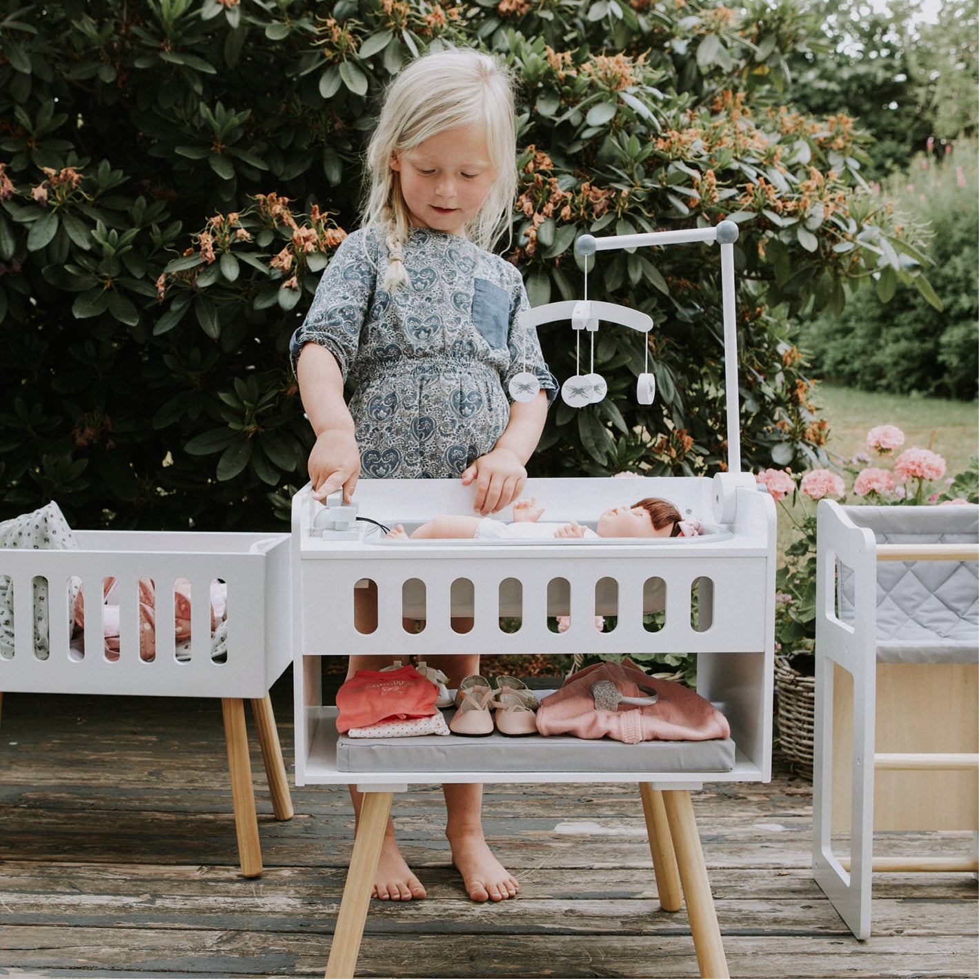 By Astrup Doll Accessories, Wooden Changing Table with Built-In Bathtub