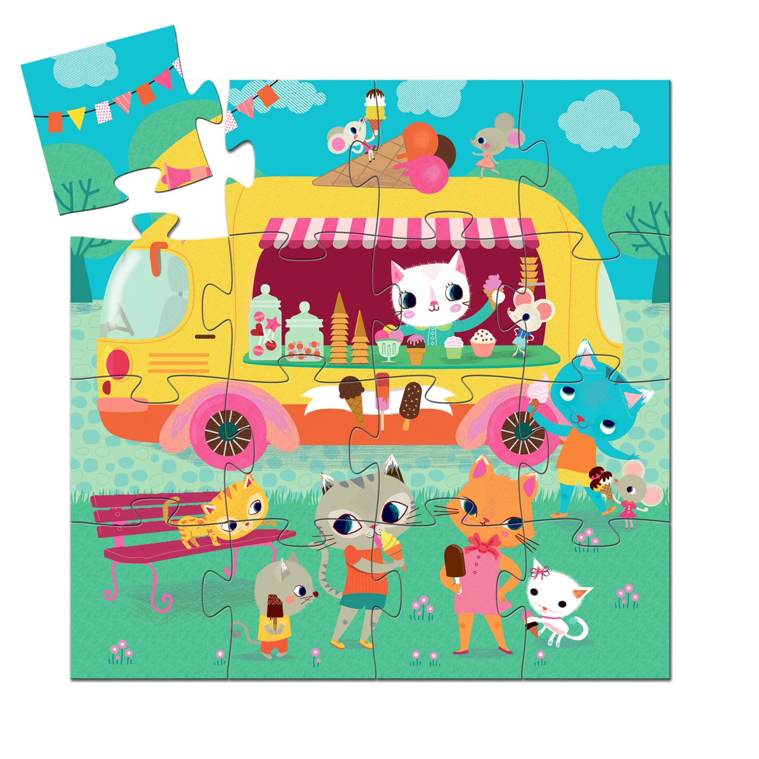 Djeco Silhouette Puzzle – Ice Cream Truck, 16 Pieces