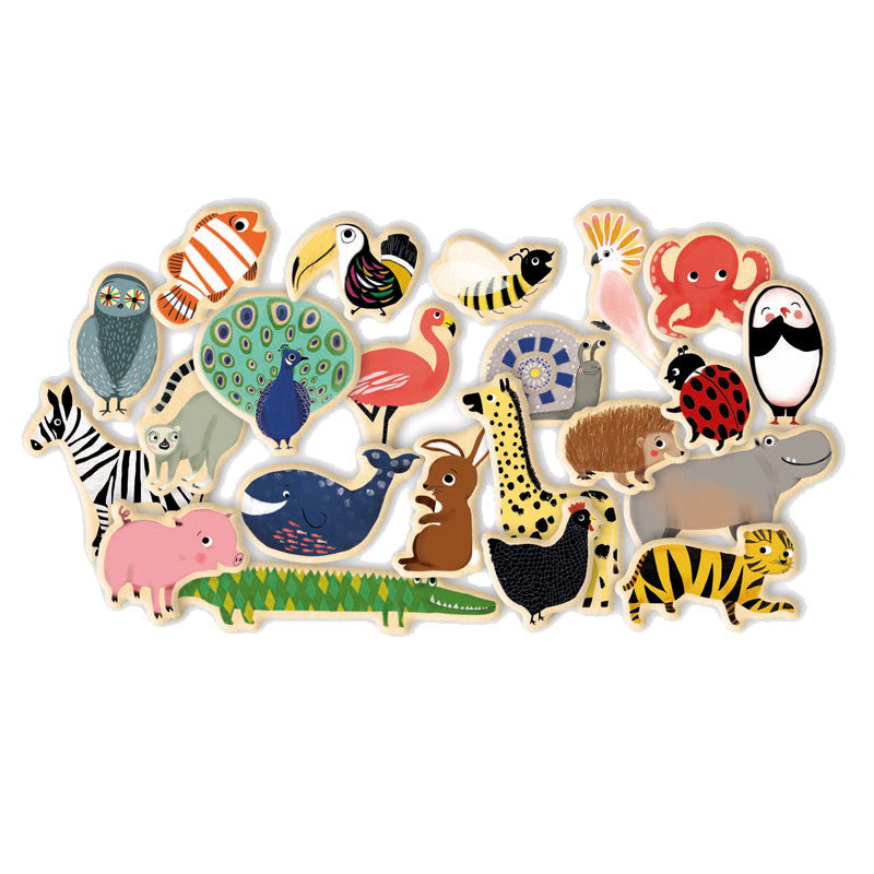 Djeco Wooden Magnets, 36 Animals