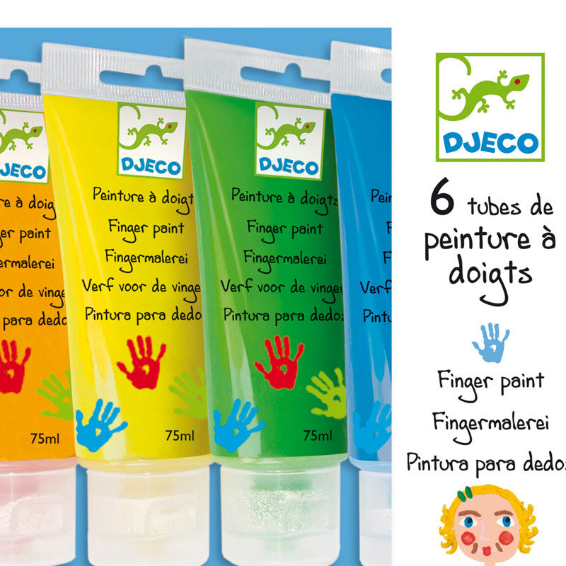 Djeco fingermaling, 6 farver på tube