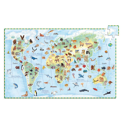 Djeco puslespil, verdens dyr puslespil - 100 brikker + bog