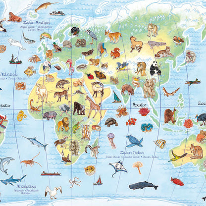 Djeco puslespil, verdens dyr puslespil - 100 brikker + bog