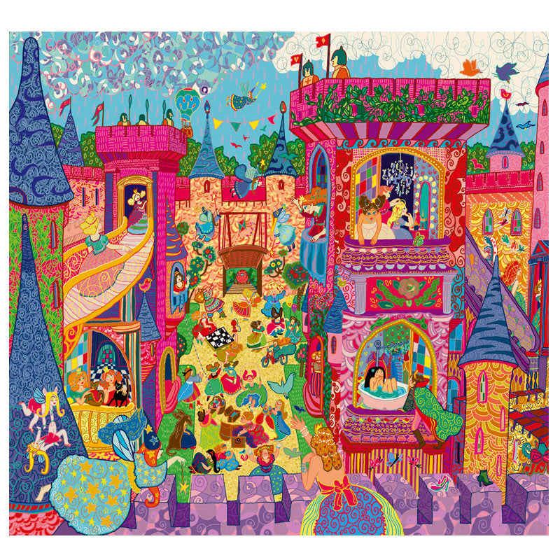 Djeco silhuetpuslespil, prinsesseslot  - 54 brikker