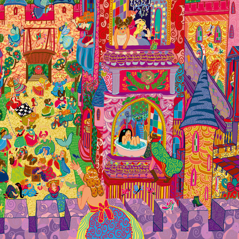 Djeco silhuetpuslespil, prinsesseslot  - 54 brikker