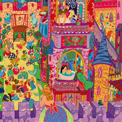 Djeco silhuetpuslespil, prinsesseslot  - 54 brikker