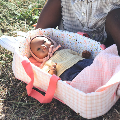 Djeco Pomea Doll Carry Cot, Pink Lines