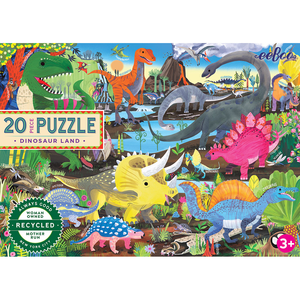 Eeboo Puzzle, Dinoland – 20 Pieces
