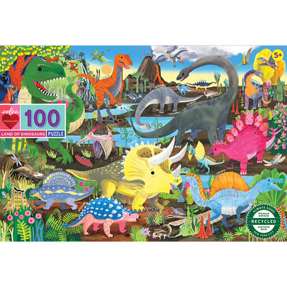Eeboo Puzzle, Dinoland - 100 Pieces