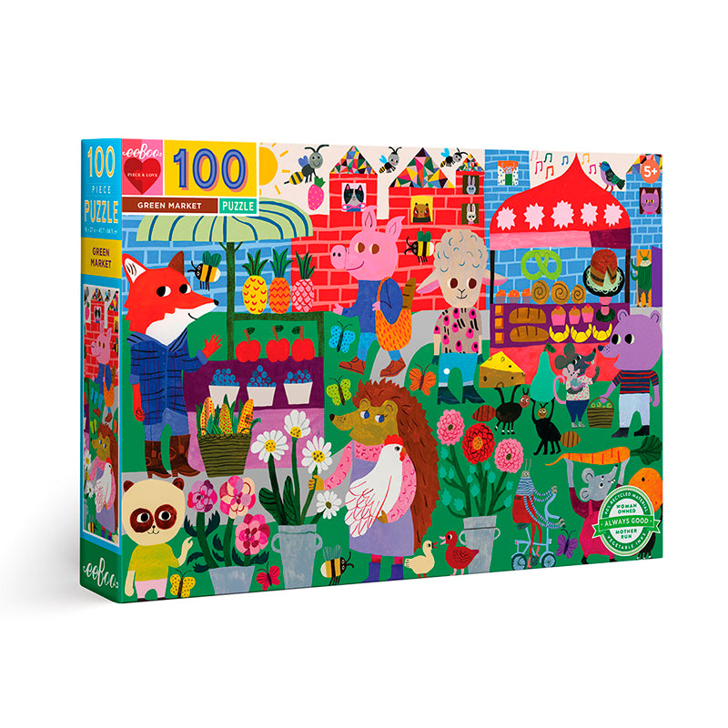 Eeboo Puzzle, Animals at the Market - 100 Pieces
