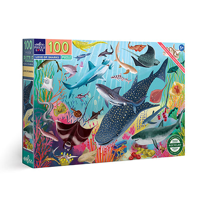 Eeboo Puzzle, Sharks in the Deep - 100 Pieces