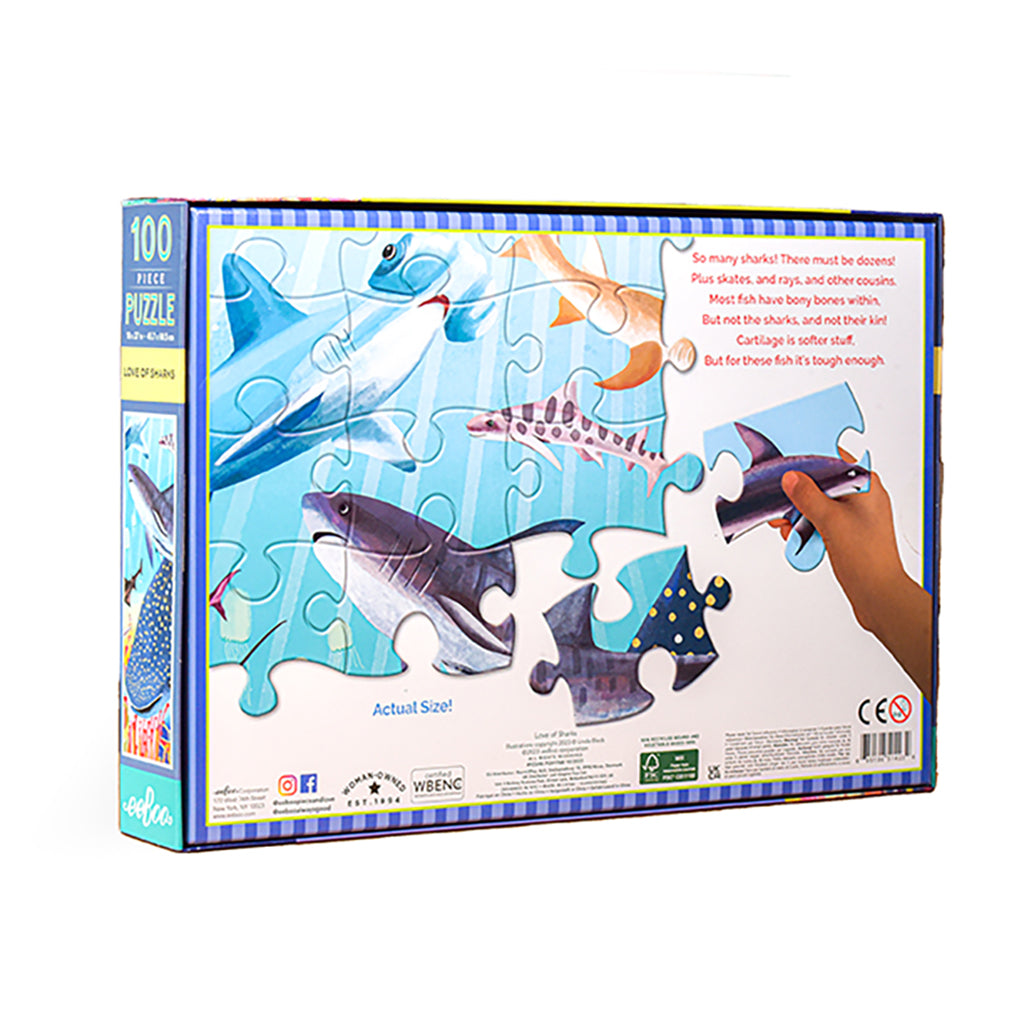 Eeboo Puzzle, Sharks in the Deep - 100 Pieces