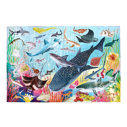 Eeboo Puzzle, Sharks in the Deep - 100 Pieces