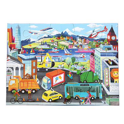 Eeboo Puzzle, Modes of Transportation - 20 pieces