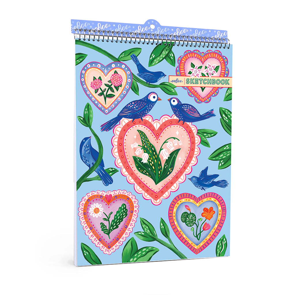 Eeboo Sketchpad in A4 Format - Heart &amp; Birds