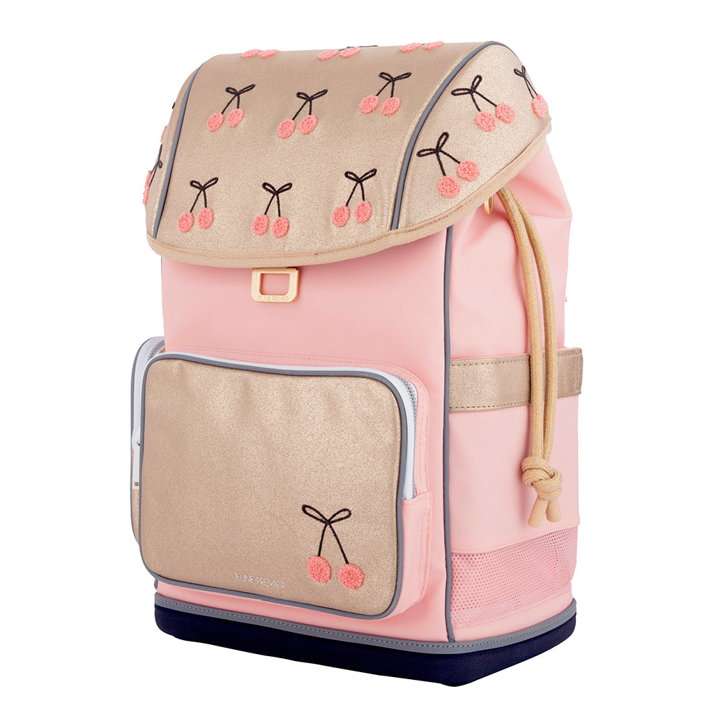 Jeune Premier Ergonomic Backpack, Cherry Pompon - For Ages 6-10