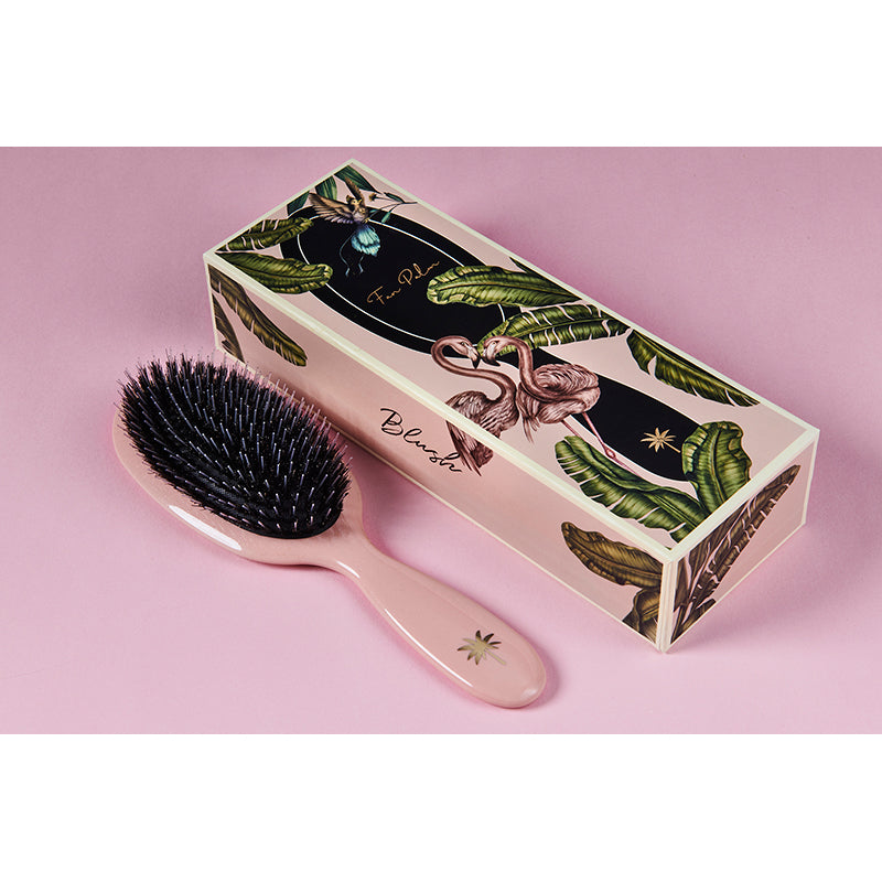Fan Palm Hairbrush, Blush - Medium Blush Pink Glitter