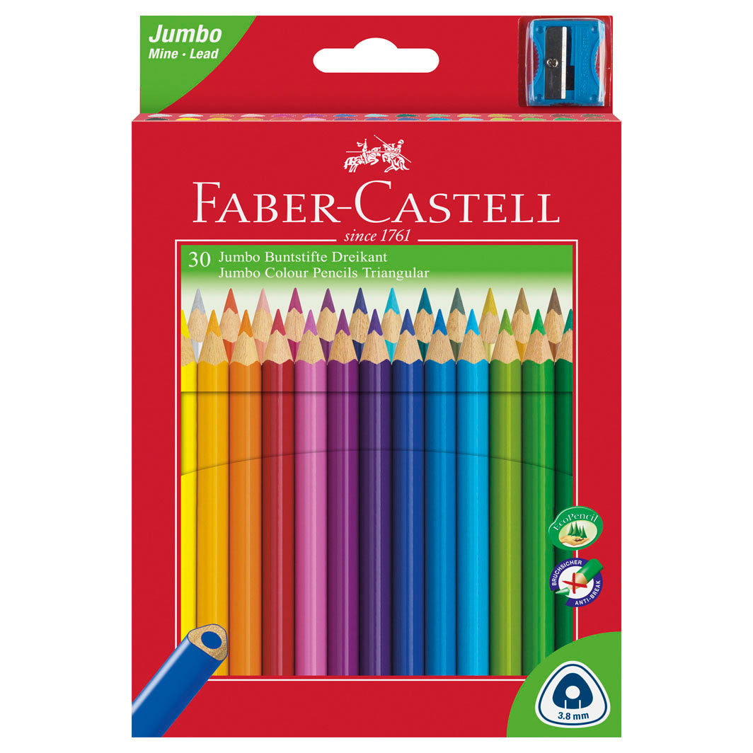 Faber-Castell, 30 stk trekantet Jumbo Grip farveblyanter