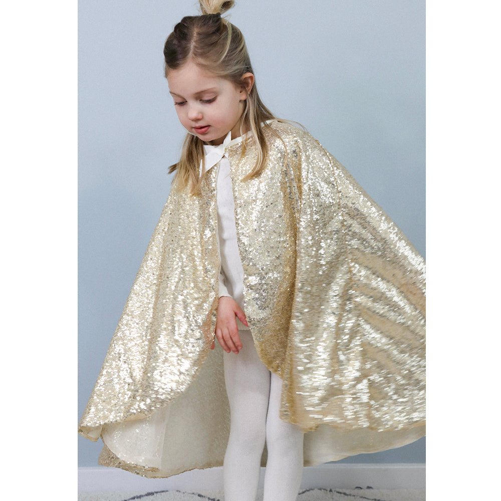 Great Pretenders Dress-Up Costume, Sequin Princess Cape, Gold - Size 4-6 Years