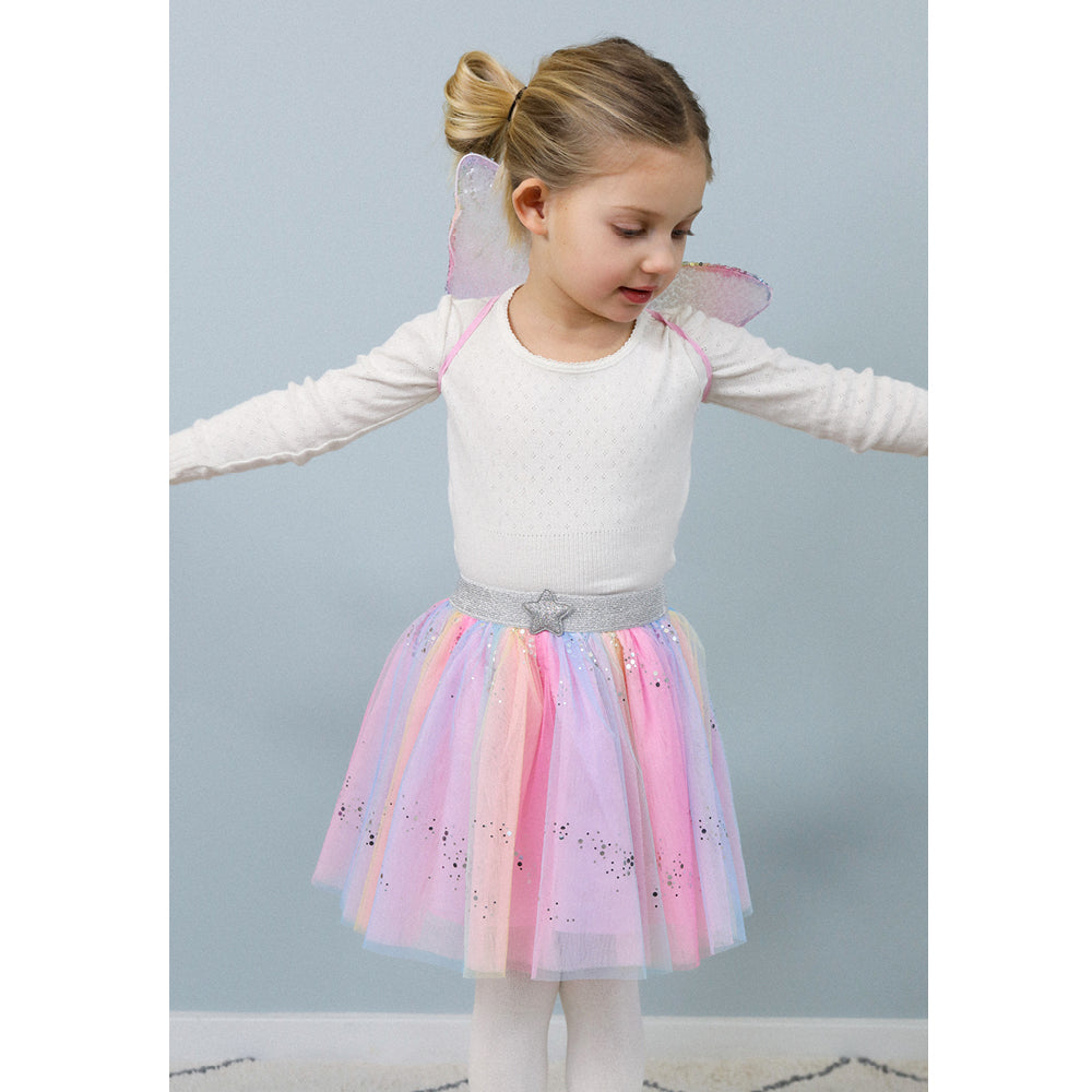 Great Pretenders Costume, Rainbow Butterfly Skirt with Wings and Wand - Size 4-6 Years