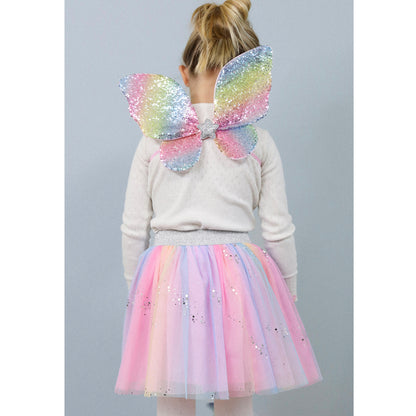 Great Pretenders Costume, Rainbow Butterfly Skirt with Wings and Wand - Size 4-6 Years