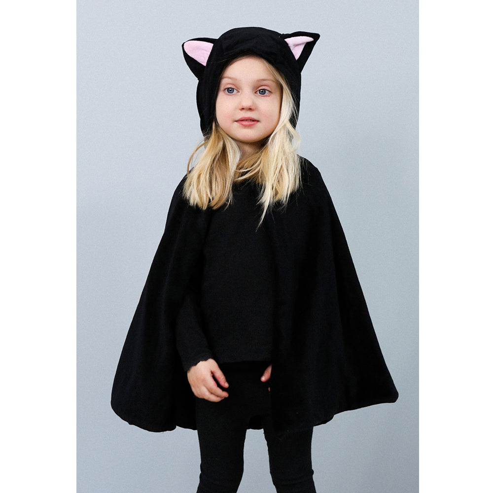 The Good Fairy Animal Costume, Black Cat Cape - Size 3-8 Years