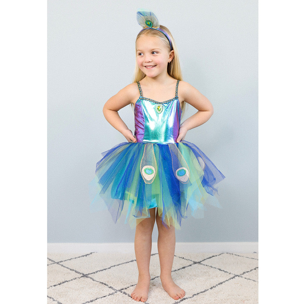 Great Pretenders Costume, Peacock Dress and Headband - Size 4-6 Years