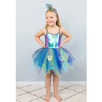 Great Pretenders Costume, Peacock Dress and Headband - Size 4-6 Years