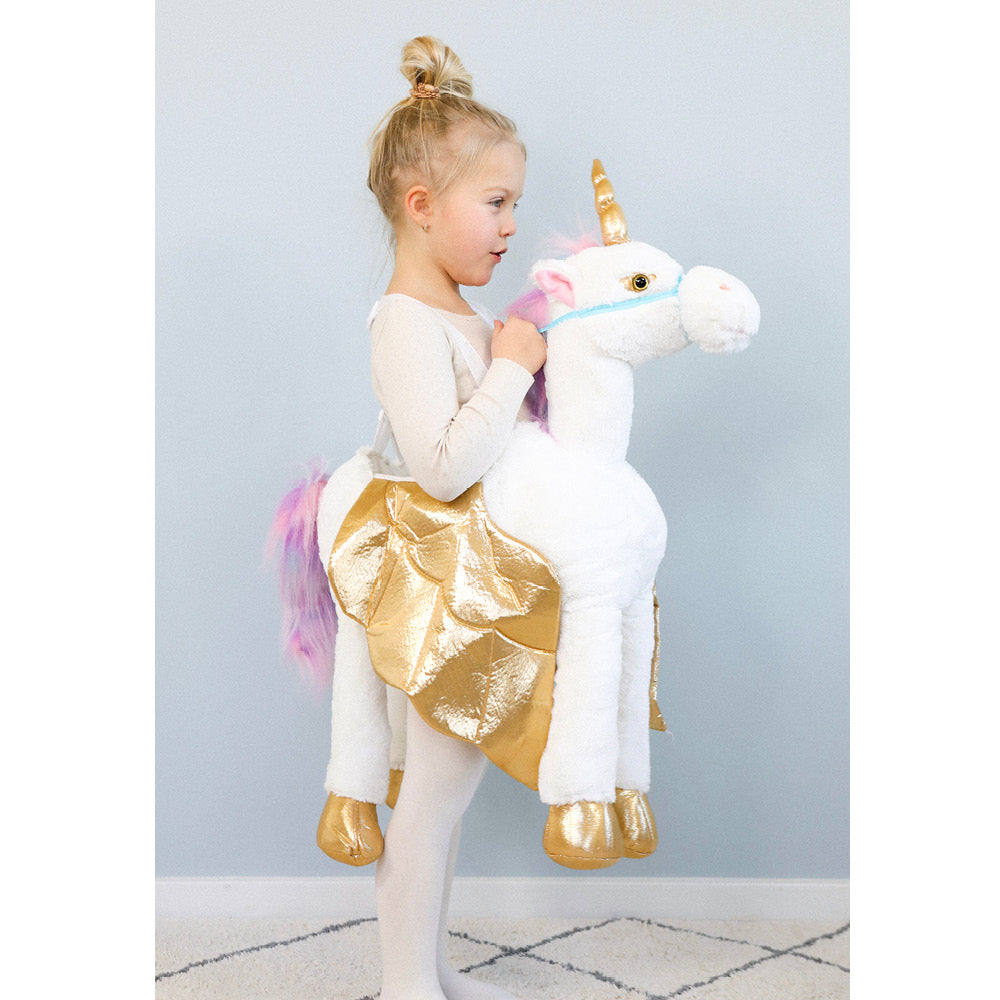Den goda Fen Ride-On Unicorn Animal Costume – Ages 3–8