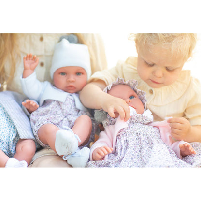 Así Leo Baby Doll, 46 cm - Gray Cardigan and Liberty Suit