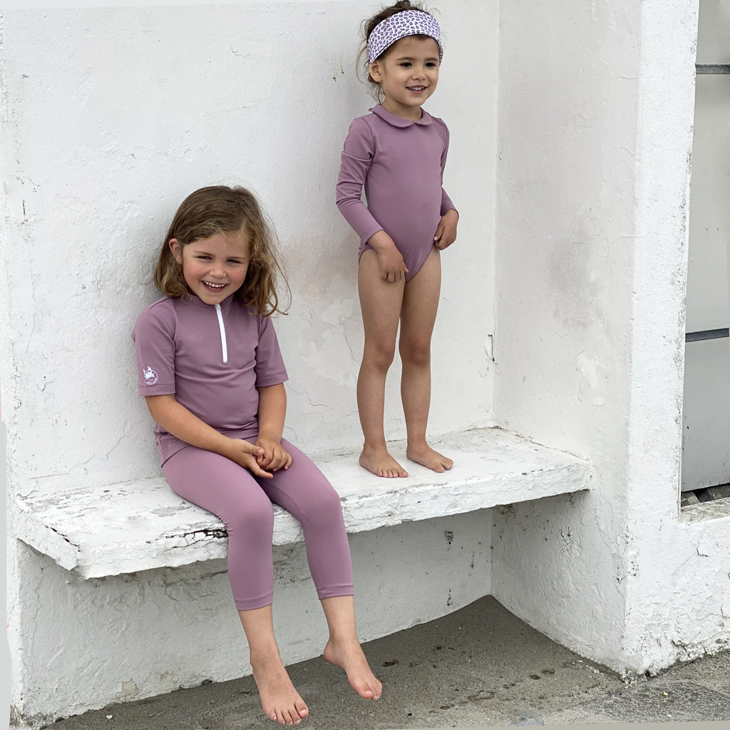 Petit Crabe UV Swim Shirt with Zipper and Short Sleeves, Max, Heather - Ages 1-10